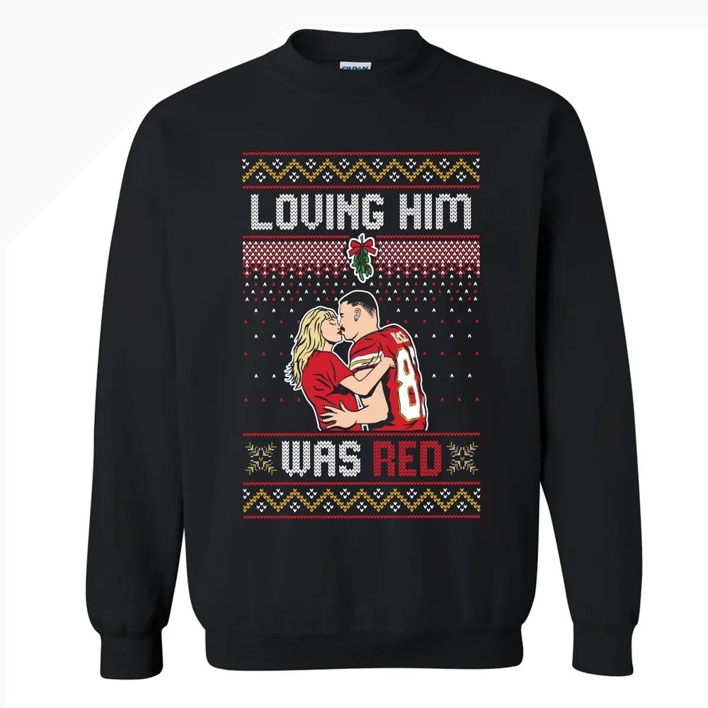 Barstool Sports Taylor Swift Travis Kelce Loving Him Was Red Sweatshirt Black L